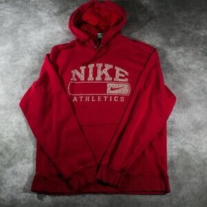 Vintage Nike Athletics Hoodie Grey Tag Red Y2K